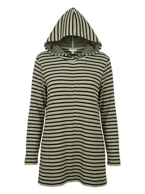 J. Crew Striped Hooded Pullover in Cream and Black Top Tunic Medium